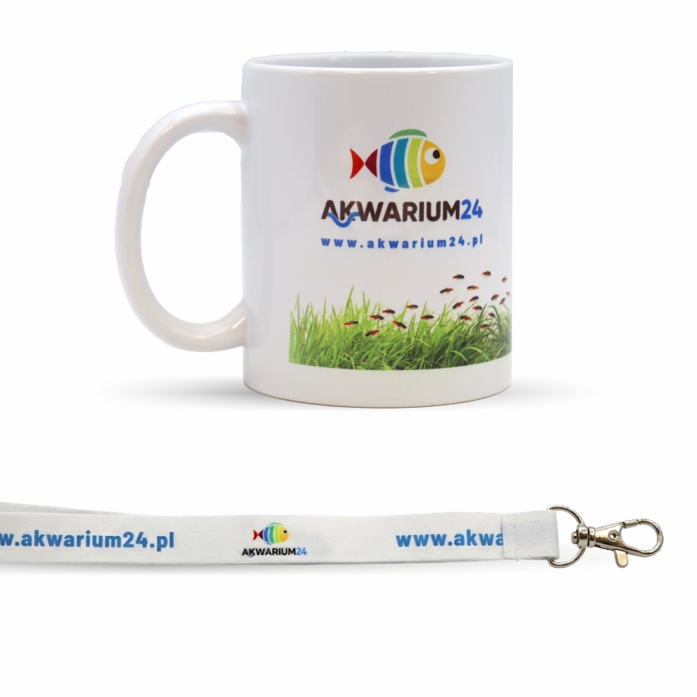 Zestaw Akwarium24 - kubek ceramiczny + smycz firmowa z logo